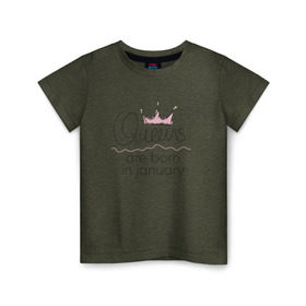 Детская футболка хлопок с принтом Королевы рождаются в январе в Рязани, 100% хлопок | круглый вырез горловины, полуприлегающий силуэт, длина до линии бедер | queen january