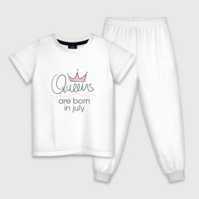 Детская пижама хлопок с принтом Королевы рождаются в июле в Рязани, 100% хлопок |  брюки и футболка прямого кроя, без карманов, на брюках мягкая резинка на поясе и по низу штанин
 | queen july