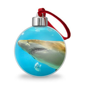 Ёлочный шар с принтом Тигровая акула в Рязани, Пластик | Диаметр: 77 мм | голубое море | океан | рыба