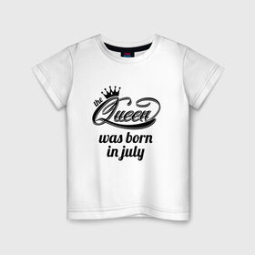 Детская футболка хлопок с принтом Королева рождена в июле в Рязани, 100% хлопок | круглый вырез горловины, полуприлегающий силуэт, длина до линии бедер | Тематика изображения на принте: девушке | день рождения | дочери | дочке | жене | королева | любимой | подарок | подруге | праздник | рождение | себе | сестре