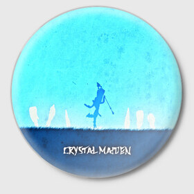 Значок с принтом CRYSTAL MAIDEN в Рязани,  металл | круглая форма, металлическая застежка в виде булавки | Тематика изображения на принте: 3d | blue | crystal maiden | defense of the ancients | dota 2 | ice | minimalism | rylai crestfal | sheron1030 | valve | арт | дота | дота 2 | другие | картинка | прикольные | рулайка | яркие