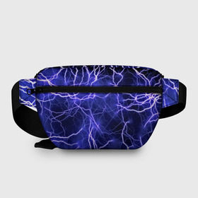 Поясная сумка 3D с принтом Молнии в Рязани, 100% полиэстер | плотная ткань, ремень с регулируемой длиной, внутри несколько карманов для мелочей, основное отделение и карман с обратной стороны сумки застегиваются на молнию | ток | фиолетовый | электричество