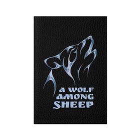 Обложка для паспорта матовая кожа с принтом Волк среди овец в Рязани, натуральная матовая кожа | размер 19,3 х 13,7 см; прозрачные пластиковые крепления | Тематика изображения на принте: wolf among sheep | татуировка | хищник