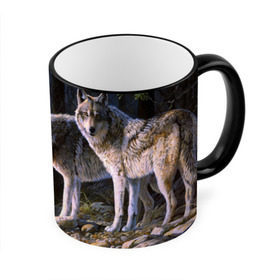 Кружка 3D с принтом Волки, картина маслом в Рязани, керамика | ёмкость 330 мл | аука | бирюк | волк | волчара | волчица | волчок | глаза | животное | животные | зверь | зеленые | койот | лес | млекопитающее | природа | санитар леса | серый | уши | фауна | хищник | черный | шакал