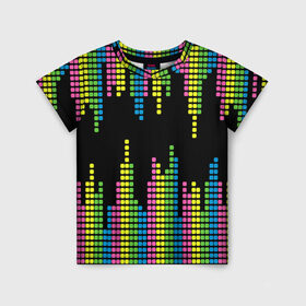 Детская футболка 3D с принтом Эквалайзер в Рязани, 100% гипоаллергенный полиэфир | прямой крой, круглый вырез горловины, длина до линии бедер, чуть спущенное плечо, ткань немного тянется | equalizer | светящиеся | флуоресцентный | флюр | флюровый