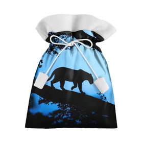 Подарочный 3D мешок с принтом Чёрная пантера в Рязани, 100% полиэстер | Размер: 29*39 см | Тематика изображения на принте: африка | вечер | дерево | дикая кошка | закат | леопард | сафари | ягуар