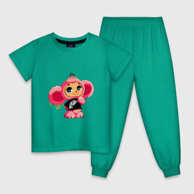 Детская пижама хлопок с принтом Чебурашка в Рязани, 100% хлопок |  брюки и футболка прямого кроя, без карманов, на брюках мягкая резинка на поясе и по низу штанин
 | тату | хиппи | эмо
