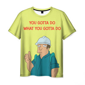 Мужская футболка 3D с принтом Работа в Рязани, 100% полиэфир | прямой крой, круглый вырез горловины, длина до линии бедер | futurama | футурама