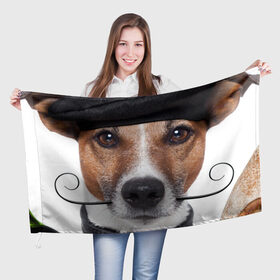 Флаг 3D с принтом Джек рассел - мексиканец в Рязани, 100% полиэстер | плотность ткани — 95 г/м2, размер — 67 х 109 см. Принт наносится с одной стороны | джек | любимец | пес | песик | питомец | рассел | собака | собаки | собачка | терьер