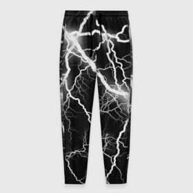 Мужские брюки 3D с принтом Энергия в Рязани, 100% полиэстер | манжеты по низу, эластичный пояс регулируется шнурком, по бокам два кармана без застежек, внутренняя часть кармана из мелкой сетки | молния | черно белый | черный