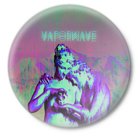 Значок с принтом Vaporwave статуя в Рязани,  металл | круглая форма, металлическая застежка в виде булавки | 2к17 | iwkyasap | vaporwave | мода | музыка vaporwave | статуя | стиль | хайп