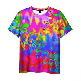 Мужская футболка 3D с принтом Разноцвет в Рязани, 100% полиэфир | прямой крой, круглый вырез горловины, длина до линии бедер | 