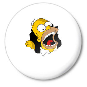 Значок с принтом The Simpsons в Рязани,  металл | круглая форма, металлическая застежка в виде булавки | гомер | крик | симпсоны | спрингфилд