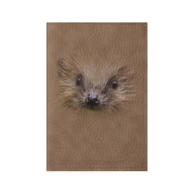 Обложка для паспорта матовая кожа с принтом Ёжик в Рязани, натуральная матовая кожа | размер 19,3 х 13,7 см; прозрачные пластиковые крепления | голова | еж | ежик | животные | мордочка | природа