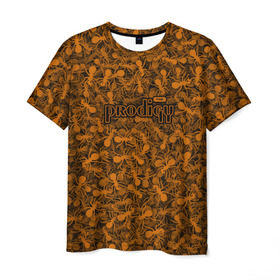 Мужская футболка 3D с принтом The Prodigy в Рязани, 100% полиэфир | прямой крой, круглый вырез горловины, длина до линии бедер | муравей | оранжевый | панк | паттерн | продиджи | рейв | текстура | техно