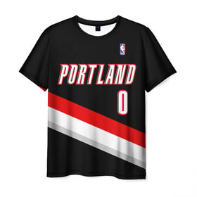 Мужская футболка 3D с принтом Форма Portland Trail Blazers чёрная в Рязани, 100% полиэфир | прямой крой, круглый вырез горловины, длина до линии бедер | nba