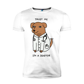 Мужская футболка премиум с принтом Dogtor в Рязани, 92% хлопок, 8% лайкра | приталенный силуэт, круглый вырез ворота, длина до линии бедра, короткий рукав | dogtor | догтор | доктор | собака