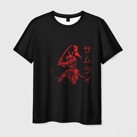 Мужская футболка 3D с принтом Японские иероглифы - самурай в Рязани, 100% полиэфир | прямой крой, круглый вырез горловины, длина до линии бедер | Тематика изображения на принте: азия | воин | катана | меч | сегун | сэнсэй | харакири | честь | японец | япония