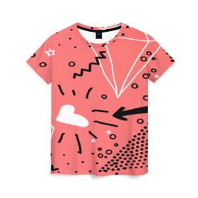 Женская футболка 3D с принтом pattern story в Рязани, 100% полиэфир ( синтетическое хлопкоподобное полотно) | прямой крой, круглый вырез горловины, длина до линии бедер | 3d | pop art | triangle | абстракция | геометрия | другие | поп арт | яркие