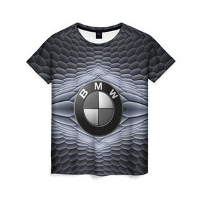 Женская футболка 3D с принтом BMW шестигранный фон в Рязани, 100% полиэфир ( синтетическое хлопкоподобное полотно) | прямой крой, круглый вырез горловины, длина до линии бедер | bmw | авто | автомобиль | блатная | бмв | бумер | бэха | геометрия | иномарка | концерн | красивая | марка немецкая | машина | прикольная | пузыри | расцветка | солдат | тачила | форм | шестигранники