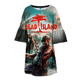 Детское платье 3D с принтом Dead island 8 в Рязани, 100% полиэстер | прямой силуэт, чуть расширенный к низу. Круглая горловина, на рукавах — воланы | Тематика изображения на принте: dead | island | repticide | zombie | дэд айлэнд | зомби | мозги