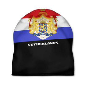 Шапка 3D с принтом Флаг и герб Нидерланды в Рязани, 100% полиэстер | универсальный размер, печать по всей поверхности изделия | амстердам | голландия | европа