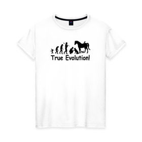 Женская футболка хлопок с принтом Настоящая эволюция в Рязани, 100% хлопок | прямой крой, круглый вырез горловины, длина до линии бедер, слегка спущенное плечо | ветеринар | ветеринария | ветеринарный врач | кошка | лошадь | собака | эволюция