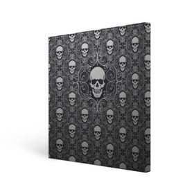 Холст квадратный с принтом Black Milk - Skulls - Черепа в Рязани, 100% ПВХ |  | black milk | metall | pattern | rock | skulls | патерн | узор | череп | черепа | черная