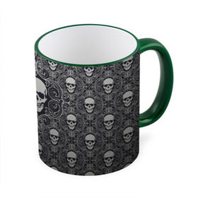 Кружка 3D с принтом Black Milk - Skulls - Черепа в Рязани, керамика | ёмкость 330 мл | black milk | metall | pattern | rock | skulls | патерн | узор | череп | черепа | черная