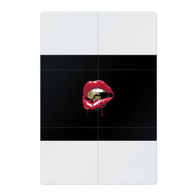 Магнитный плакат 2Х3 с принтом Пуля в зубах в Рязани, Полимерный материал с магнитным слоем | 6 деталей размером 9*9 см | Тематика изображения на принте: губы | золотой зуб | краска | красная помада | красный | пуля