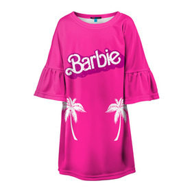 Детское платье 3D с принтом Barbie пальмы в Рязани, 100% полиэстер | прямой силуэт, чуть расширенный к низу. Круглая горловина, на рукавах — воланы | badgirl | barbie | beach party | beaches | bride | crew | girl | girlfriends | henparty | pink | power | princess | real girls | superbride | team | девичник | для влюбленных | для подруг | замуж | море | невеста | отдых | пляж | пляжная вечеринка | подру