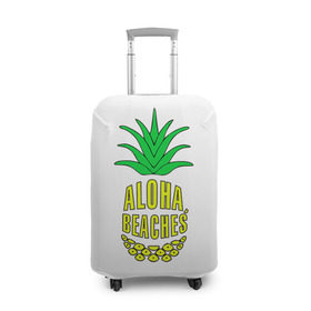 Чехол для чемодана 3D с принтом Aloha, Beachess в Рязани, 86% полиэфир, 14% спандекс | двустороннее нанесение принта, прорези для ручек и колес | aloha | beaches | bride | ананас | девичник | невеста | пляж | пляжная вечеринка | тропики | фрукты