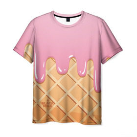 Мужская футболка 3D с принтом Black Milk Мороженое Стаканчик в Рязани, 100% полиэфир | прямой крой, круглый вырез горловины, длина до линии бедер | ice cream | мороженое | рожок | стаканчик | эскимо