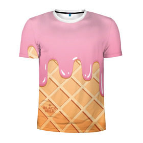 Мужская футболка 3D спортивная с принтом Black Milk Мороженое Стаканчик в Рязани, 100% полиэстер с улучшенными характеристиками | приталенный силуэт, круглая горловина, широкие плечи, сужается к линии бедра | ice cream | мороженое | рожок | стаканчик | эскимо