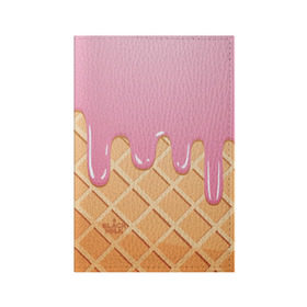 Обложка для паспорта матовая кожа с принтом Black Milk Мороженое Стаканчик в Рязани, натуральная матовая кожа | размер 19,3 х 13,7 см; прозрачные пластиковые крепления | Тематика изображения на принте: ice cream | мороженое | рожок | стаканчик | эскимо