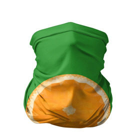 Бандана-труба 3D с принтом Низкополигональный апельсин в Рязани, 100% полиэстер, ткань с особыми свойствами — Activecool | плотность 150‒180 г/м2; хорошо тянется, но сохраняет форму | lowpoly | polygonal | апельсин | зеленый | оранджевый | полигон | полигональный | полигоны | яркий