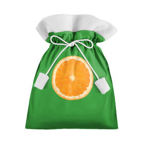 Подарочный 3D мешок с принтом Низкополигональный апельсин в Рязани, 100% полиэстер | Размер: 29*39 см | lowpoly | polygonal | апельсин | зеленый | оранджевый | полигон | полигональный | полигоны | яркий