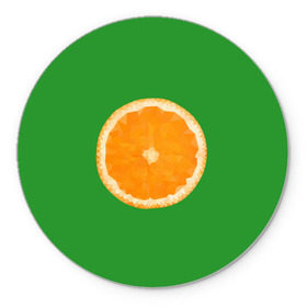 Коврик круглый с принтом Низкополигональный апельсин в Рязани, резина и полиэстер | круглая форма, изображение наносится на всю лицевую часть | lowpoly | polygonal | апельсин | зеленый | оранджевый | полигон | полигональный | полигоны | яркий