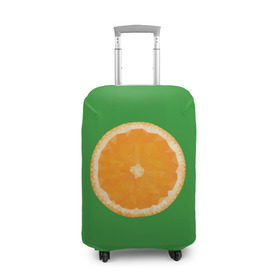 Чехол для чемодана 3D с принтом Низкополигональный апельсин в Рязани, 86% полиэфир, 14% спандекс | двустороннее нанесение принта, прорези для ручек и колес | lowpoly | polygonal | апельсин | зеленый | оранджевый | полигон | полигональный | полигоны | яркий