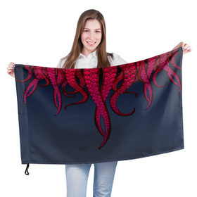 Флаг 3D с принтом Щупальцы Осьминога в Рязани, 100% полиэстер | плотность ткани — 95 г/м2, размер — 67 х 109 см. Принт наносится с одной стороны | кальмар | осьминог | щупальца