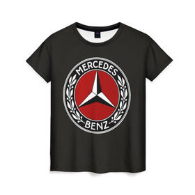 Женская футболка 3D с принтом Mercedes-Benz в Рязани, 100% полиэфир ( синтетическое хлопкоподобное полотно) | прямой крой, круглый вырез горловины, длина до линии бедер | car | germany | logo | make | mercedes benz | автомобиль | германия | логотип | марка | мерседес бенц