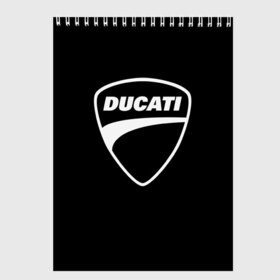 Скетчбук с принтом Ducati в Рязани, 100% бумага
 | 48 листов, плотность листов — 100 г/м2, плотность картонной обложки — 250 г/м2. Листы скреплены сверху удобной пружинной спиралью | Тематика изображения на принте: авто | дукати | марка | машина