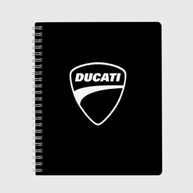 Тетрадь с принтом Ducati в Рязани, 100% бумага | 48 листов, плотность листов — 60 г/м2, плотность картонной обложки — 250 г/м2. Листы скреплены сбоку удобной пружинной спиралью. Уголки страниц и обложки скругленные. Цвет линий — светло-серый
 | авто | дукати | марка | машина