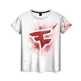 Женская футболка 3D с принтом cs:go - FaZe clan (White collection) в Рязани, 100% полиэфир ( синтетическое хлопкоподобное полотно) | прямой крой, круглый вырез горловины, длина до линии бедер | cs go | faze | white | кс го | фейз