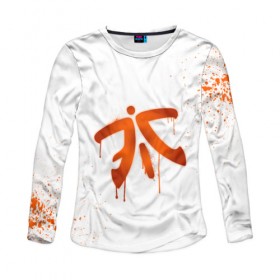 Женский лонгслив 3D с принтом cs:go - Fnatic (White collection) в Рязани, 100% полиэстер | длинные рукава, круглый вырез горловины, полуприлегающий силуэт | cs go | fnatic | кс го | фнатик