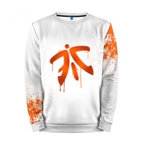 Мужской свитшот 3D с принтом cs:go - Fnatic (White collection) в Рязани, 100% полиэстер с мягким внутренним слоем | круглый вырез горловины, мягкая резинка на манжетах и поясе, свободная посадка по фигуре | Тематика изображения на принте: cs go | fnatic | кс го | фнатик