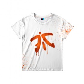 Детская футболка 3D с принтом cs:go - Fnatic (White collection) в Рязани, 100% гипоаллергенный полиэфир | прямой крой, круглый вырез горловины, длина до линии бедер, чуть спущенное плечо, ткань немного тянется | cs go | fnatic | кс го | фнатик