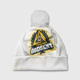 Шапка 3D c помпоном с принтом cs:go - Godsent (White collection) в Рязани, 100% полиэстер | универсальный размер, печать по всей поверхности изделия | 