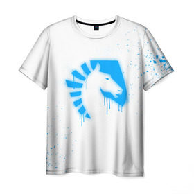 Мужская футболка 3D с принтом cs:go - Liquid team (White collection) в Рязани, 100% полиэфир | прямой крой, круглый вырез горловины, длина до линии бедер | 0x000000123 | cs go | liquid | white | кс го | ликвид