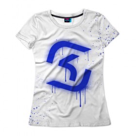 Женская футболка 3D с принтом cs:go - SK Gaming (White collection) в Рязани, 100% полиэфир ( синтетическое хлопкоподобное полотно) | прямой крой, круглый вырез горловины, длина до линии бедер | 0x000000123 | cs go | sk | white | кс го